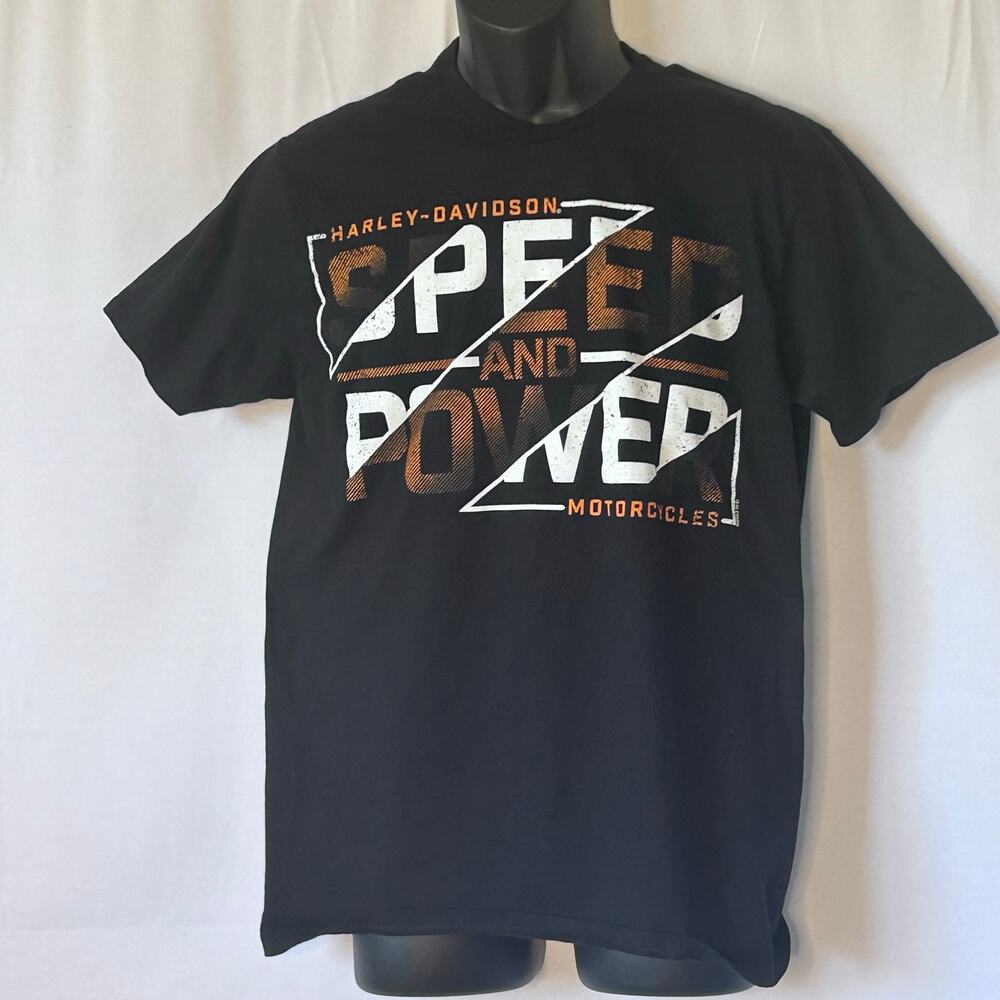Harley-Davidson Speed and Power Graphic T Shirt Black Large grunge biker